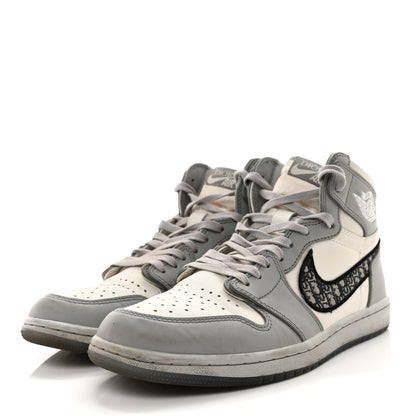Christian Dior X NIKE AIR JORDAN Calfskin Mens Oblique High Sneakers 44 Beige White 3 of 13
