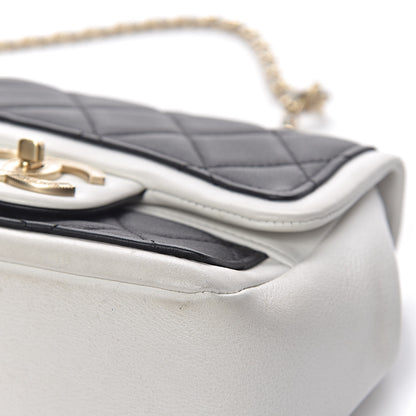 Chanel Lambskin Quilted Graphic Mini Flap Bag Black White 14 of 17