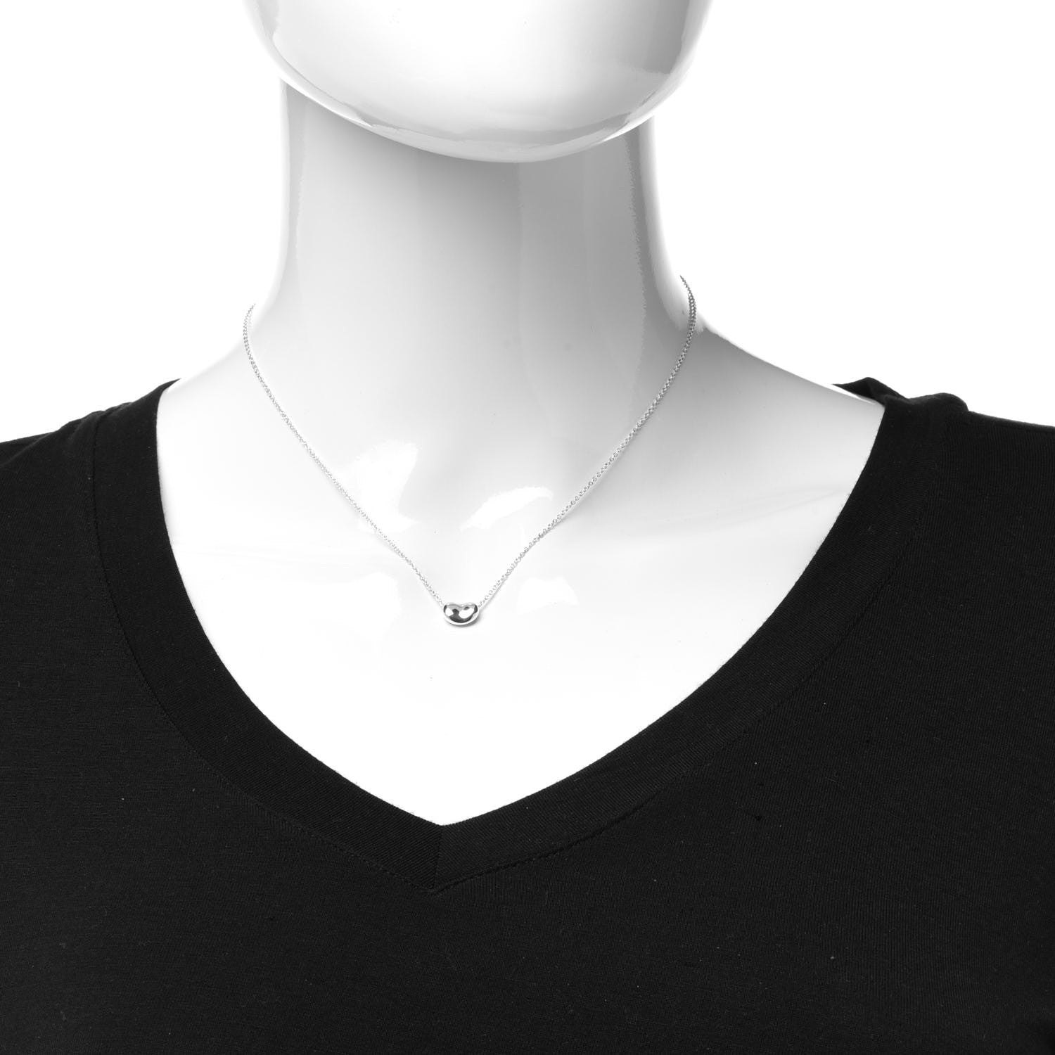 Tiffany Sterling Silver 9mm Elsa Peretti Bean Pendant Necklace 2 of 7