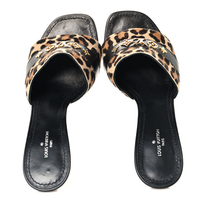 Louis Vuitton Calfskin Pony Hair Leopard Revival Mules 37 Brown 2 of 9