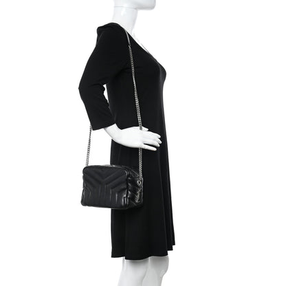 Saint Laurent Calfskin Y Quilted Monogram Small Loulou Bowling Bag Black 2 of 9