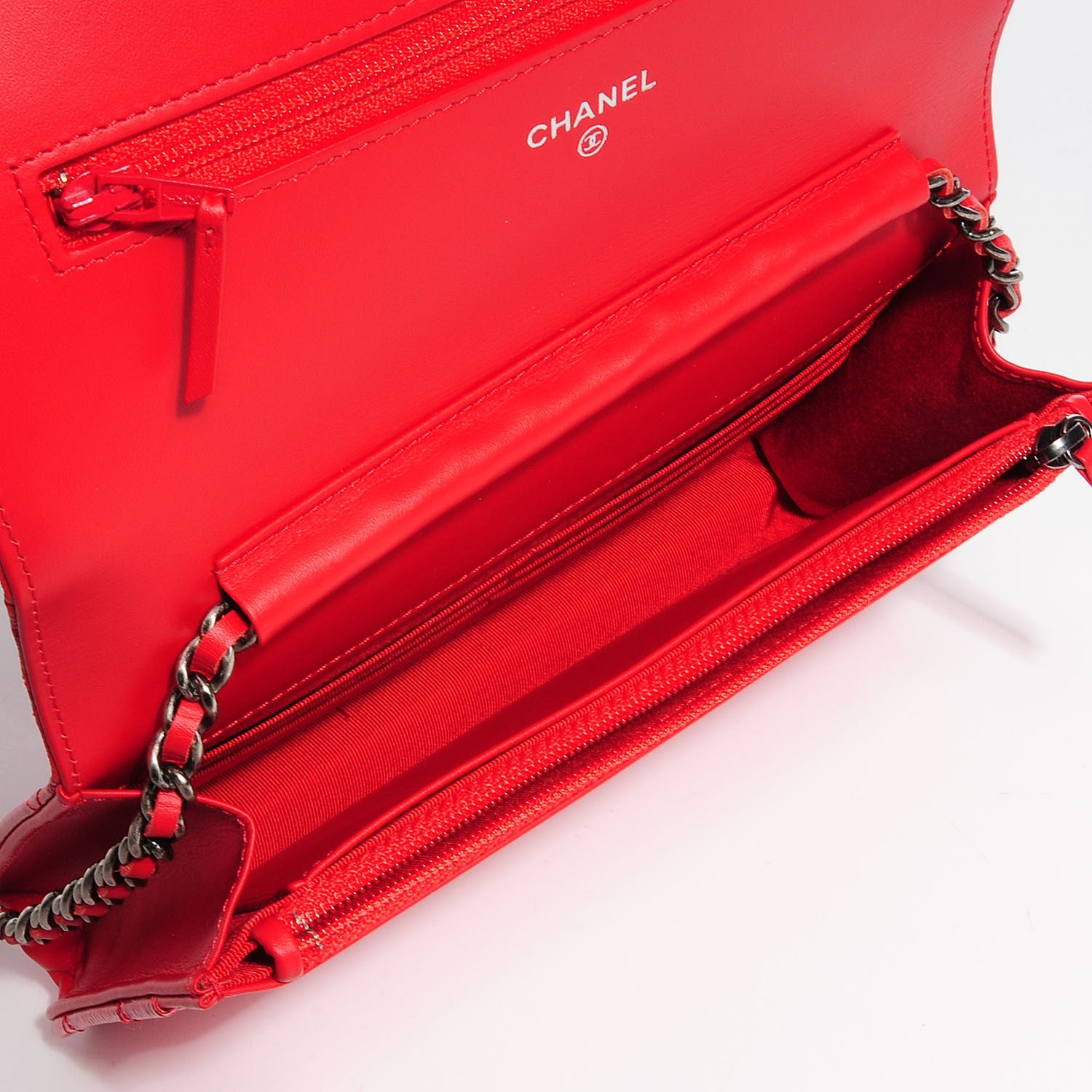 Chanel Glazed Calfskin Quilted Reissue Wallet On Chain WOC Red 6 of 10