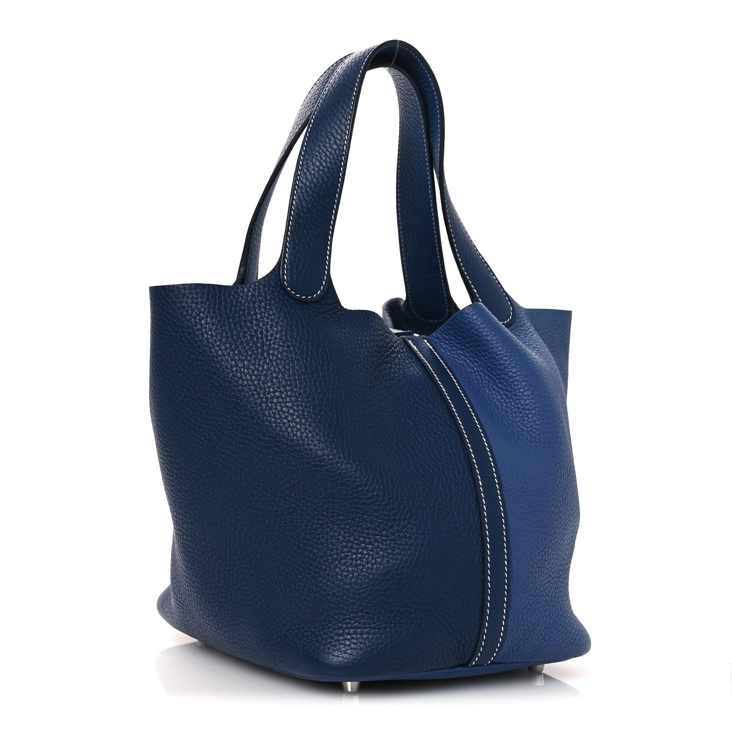 Hermes Taurillon Clemence Casaque Picotin Lock 22 MM Bleu Saphir Bleu Brighton 3 of 10