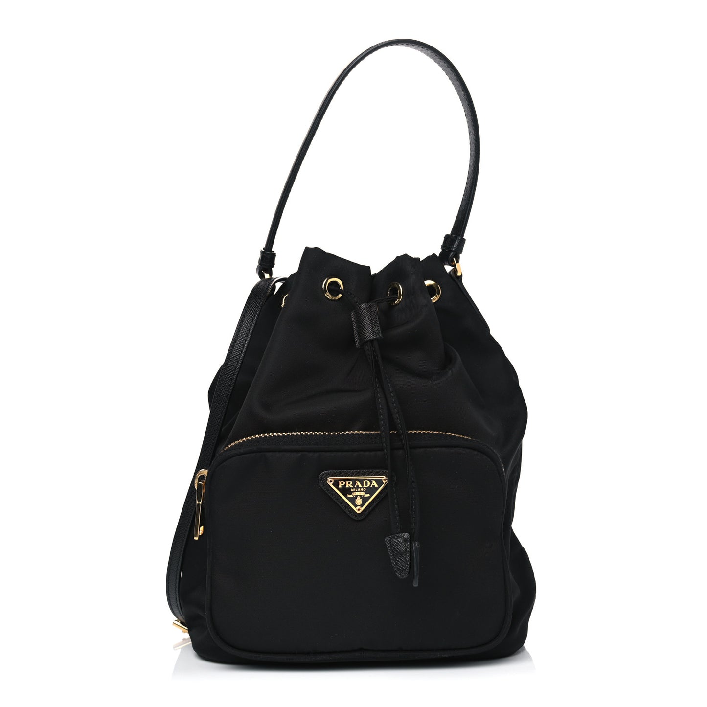 Re-Nylon Duet Drawstring Shoulder Bag Black