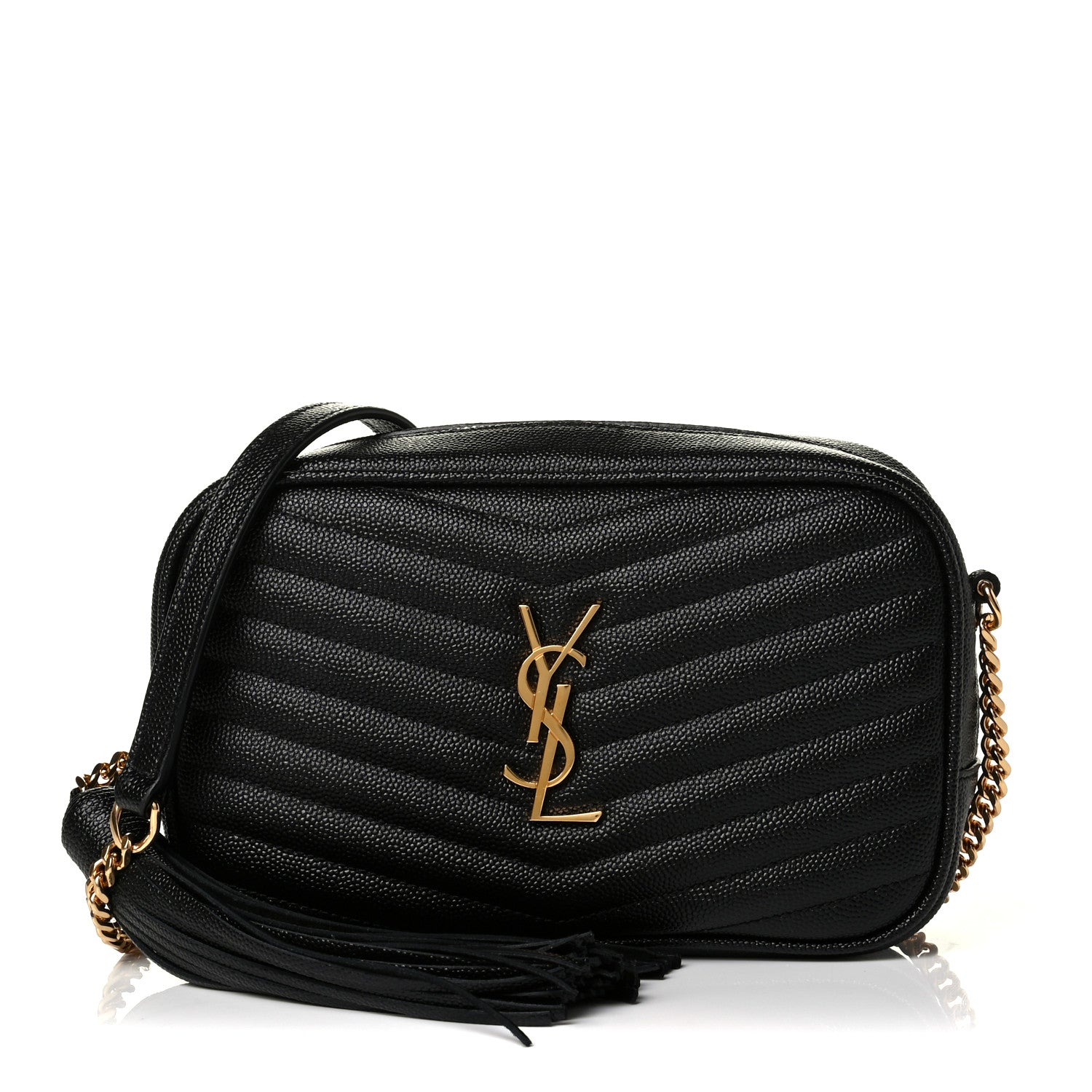 Saint Laurent Grain De Poudre Matelasse Monogram Mini Lou Camera Bag Black 1 of 5