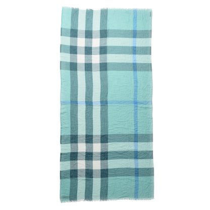 Burberry Modal Cashmere Silk House Check Lightweight Scarf Pale Peridot Blue 2 of 5