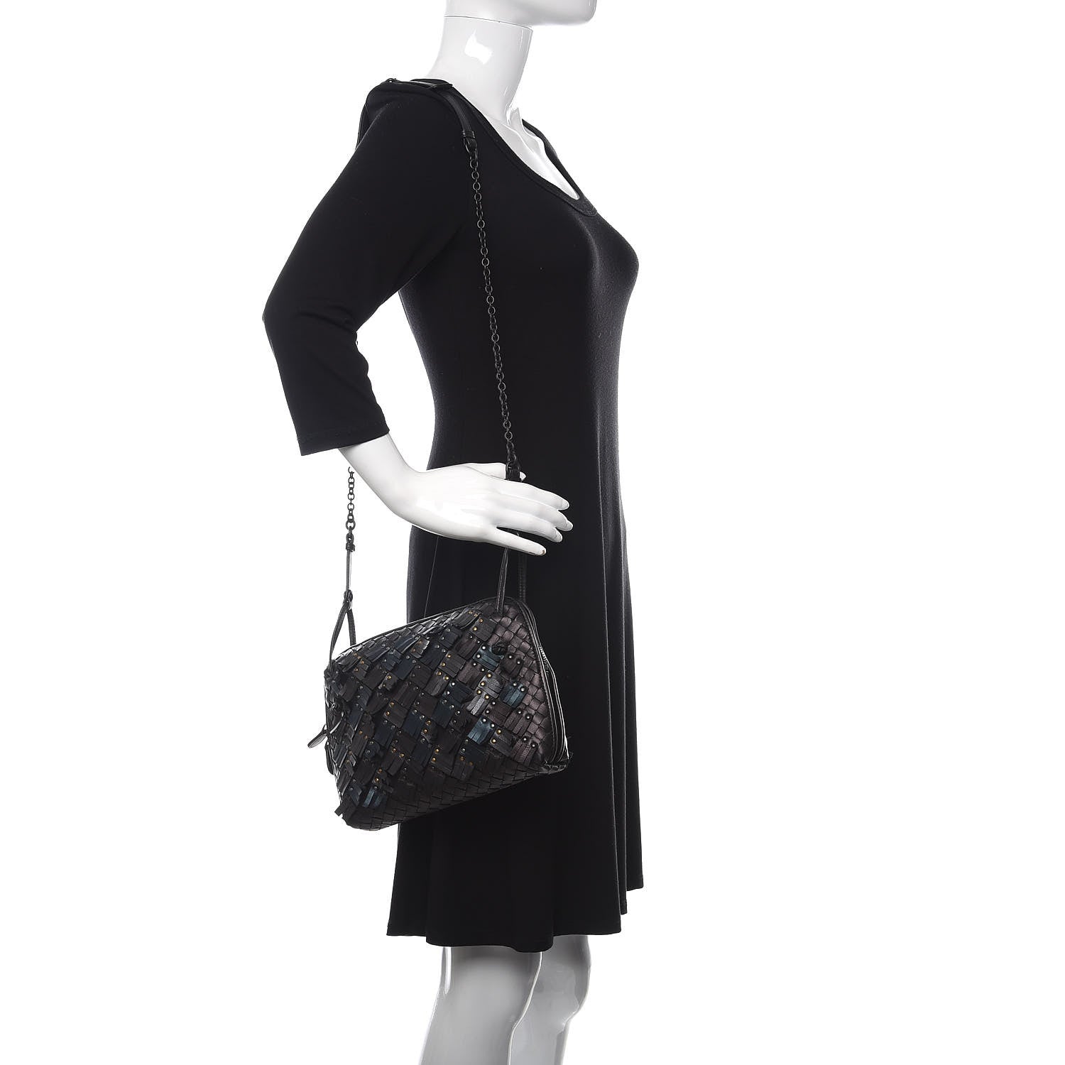 Bottega Veneta Nappa Intrecciato Fringe Studded Nodini Crossbody Messenger Multicolor 3 of 11