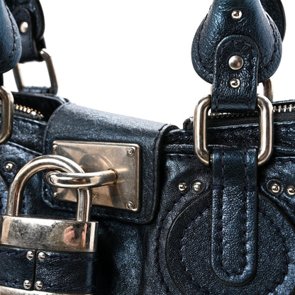 Chloe Metallic Calfskin Large Paddington Tote Blue 7 of 9