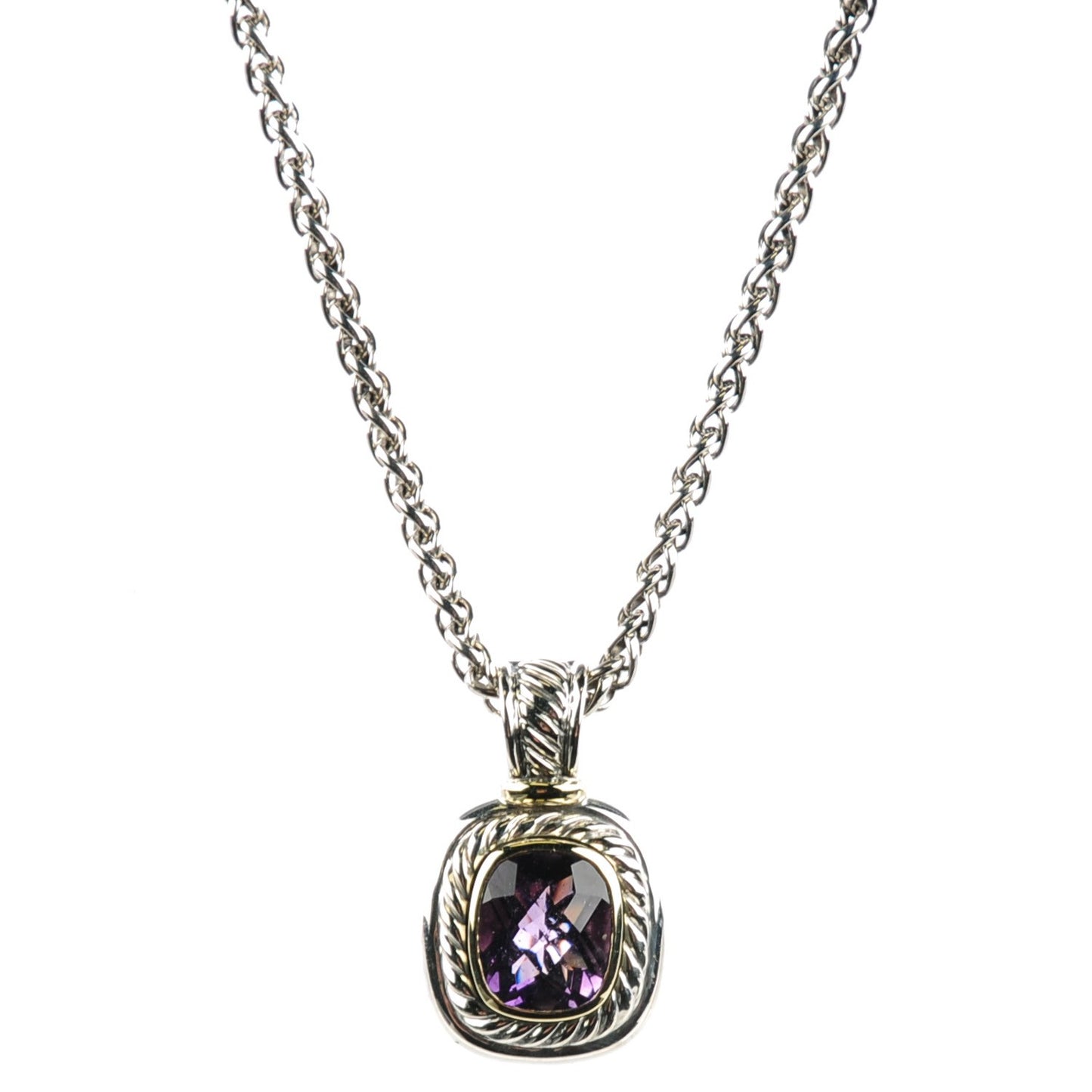 Sterling Silver 14K Yellow Gold Amethyst 10mm Albion Necklace