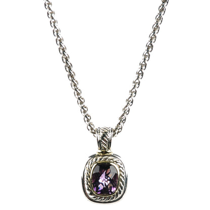 David Yurman Sterling Silver 14K Yellow Gold Amethyst 10mm Albion Necklace 1 of 5