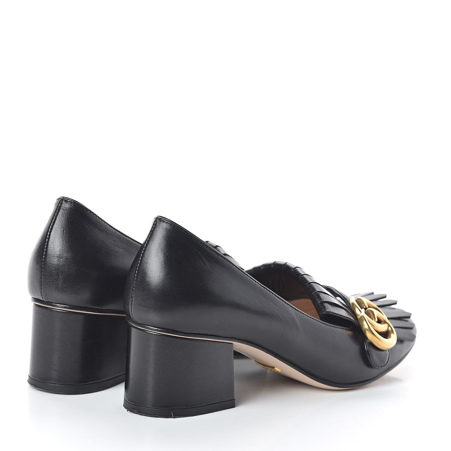 Malaga Kid GG Marmont Fringe 50mm Loafer Pumps 36 Black