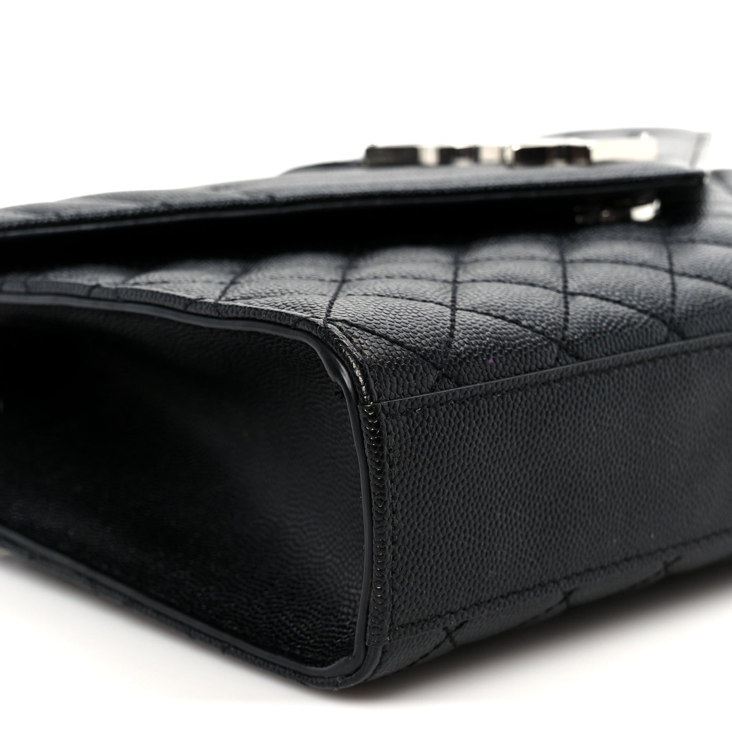 Grain De Poudre Textured Mixed Matelasse Triquilt Medium Monogram Satchel Black