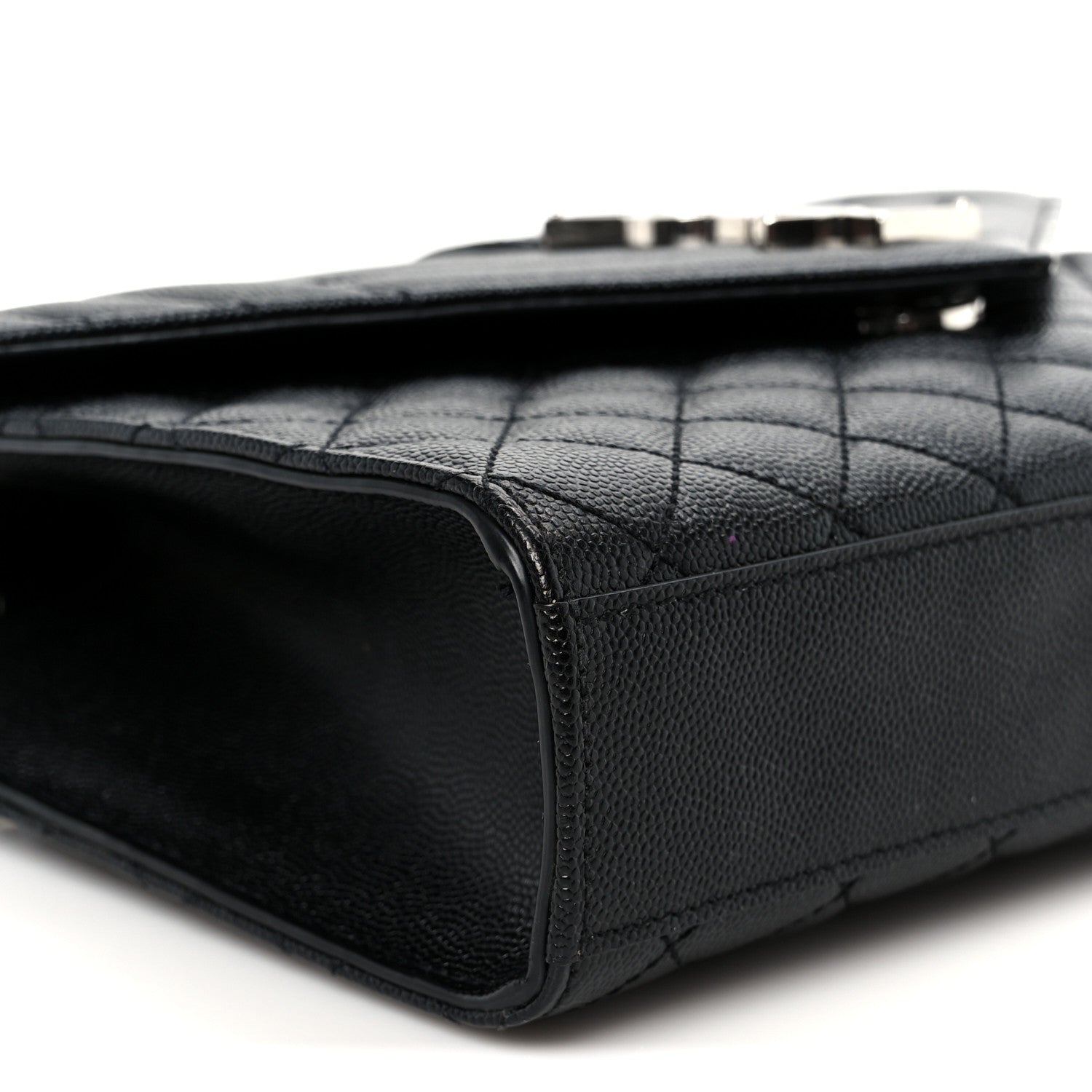 Saint Laurent Grain De Poudre Textured Mixed Matelasse Triquilt Medium Monogram Satchel Black 10 of 11