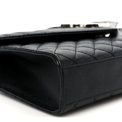 Saint Laurent Grain De Poudre Textured Mixed Matelasse Triquilt Medium Monogram Satchel Black 10 of 11