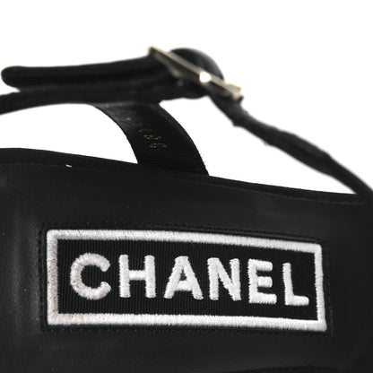 Chanel Cotton Lace CC Platform Sandals 36.5 Black 9 of 13