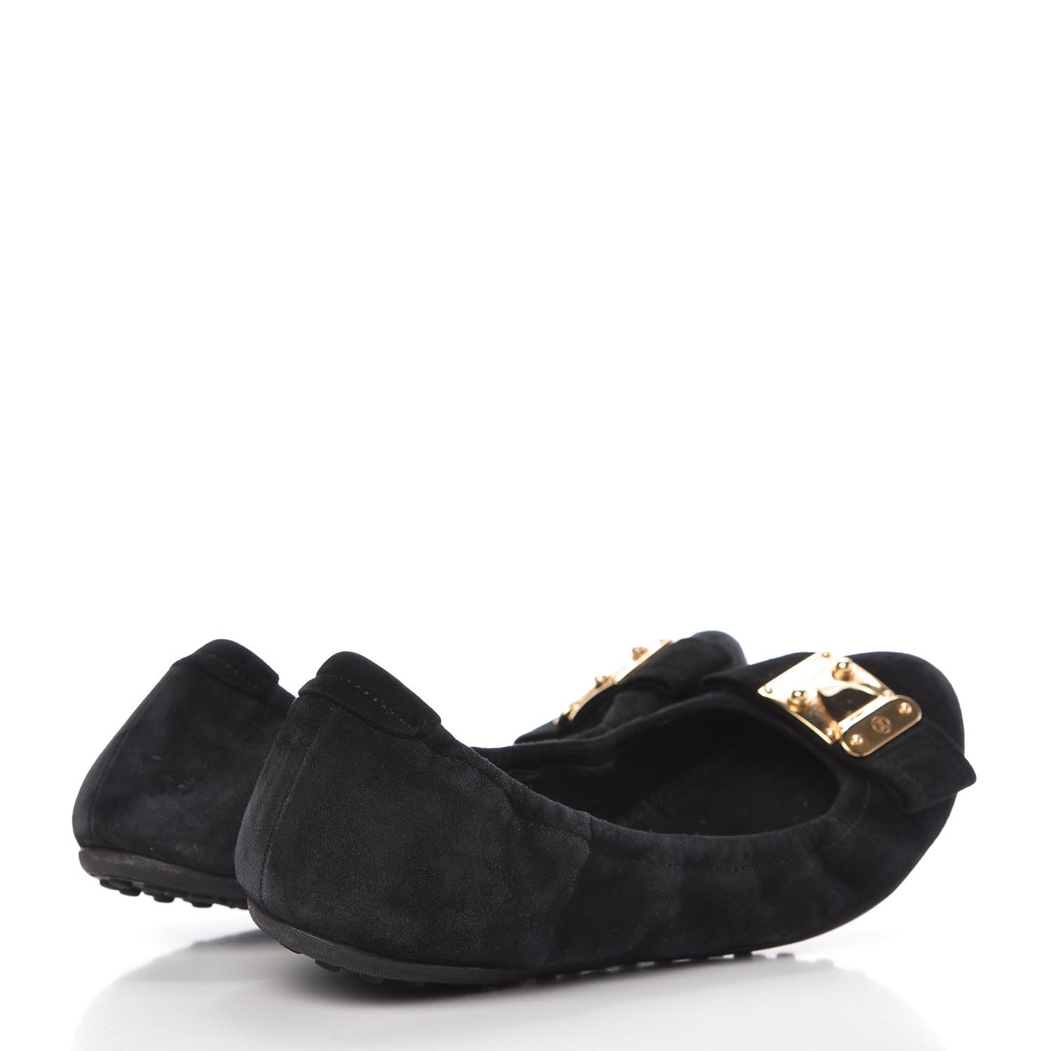 Louis Vuitton Suede S-Lock Ballerina Flats 37 Black 4 of 9