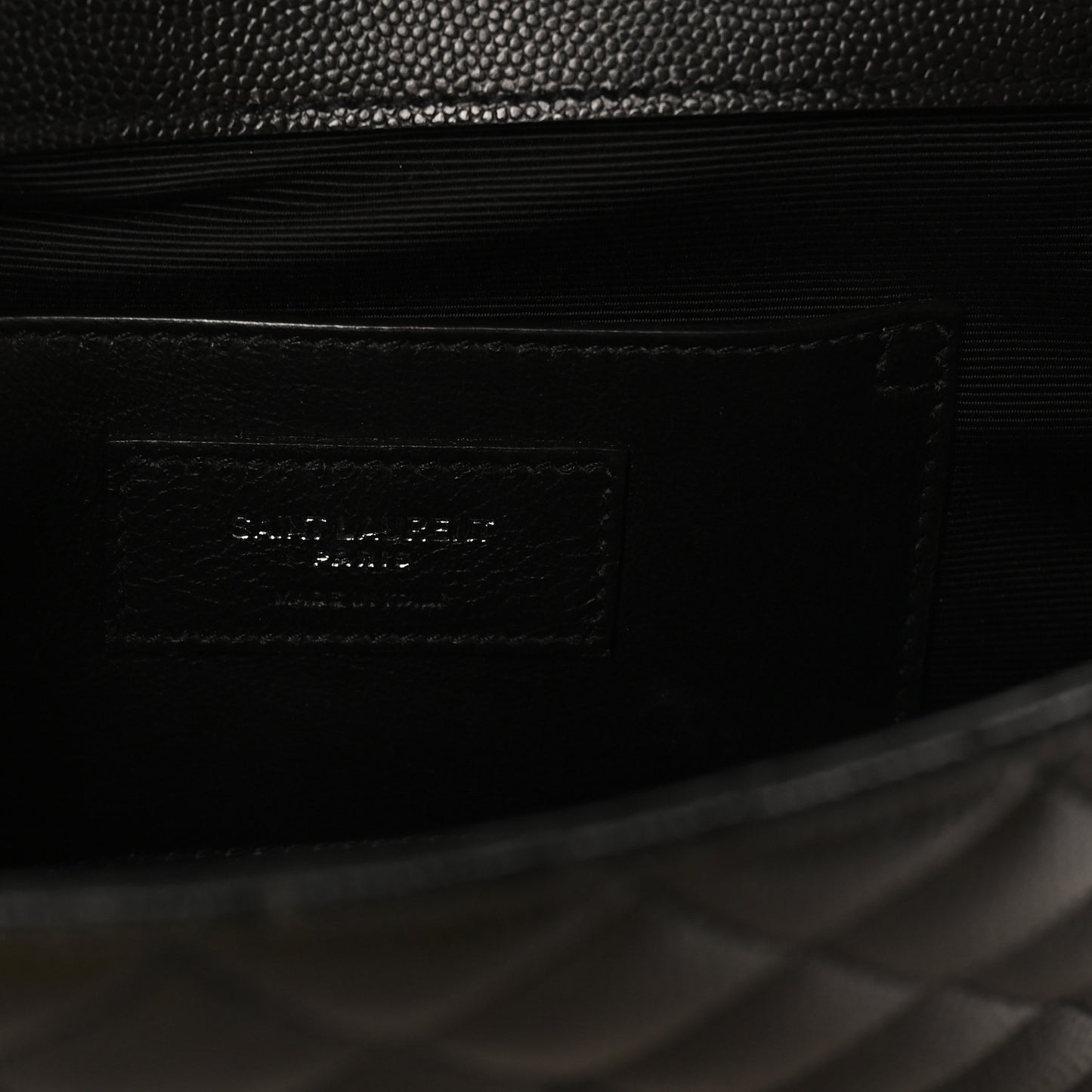 Grain De Poudre Textured Mixed Matelasse Triquilt Small Monogram Satchel Black