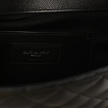 Saint Laurent Grain De Poudre Textured Mixed Matelasse Triquilt Small Monogram Satchel Black 6 of 9