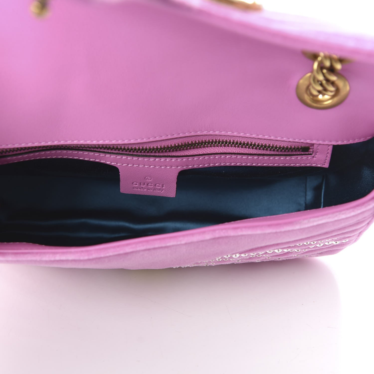 Gucci Velvet Matelasse Marquise Crystals Embroidered Small GG Marmont Shoulder Bag Malva 5 of 10