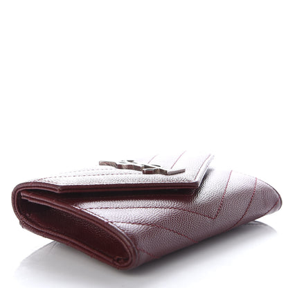 Saint Laurent Grain De Poudre Matelasse Chevron Small Monogram Envelope Wallet Palissandre 4 of 7