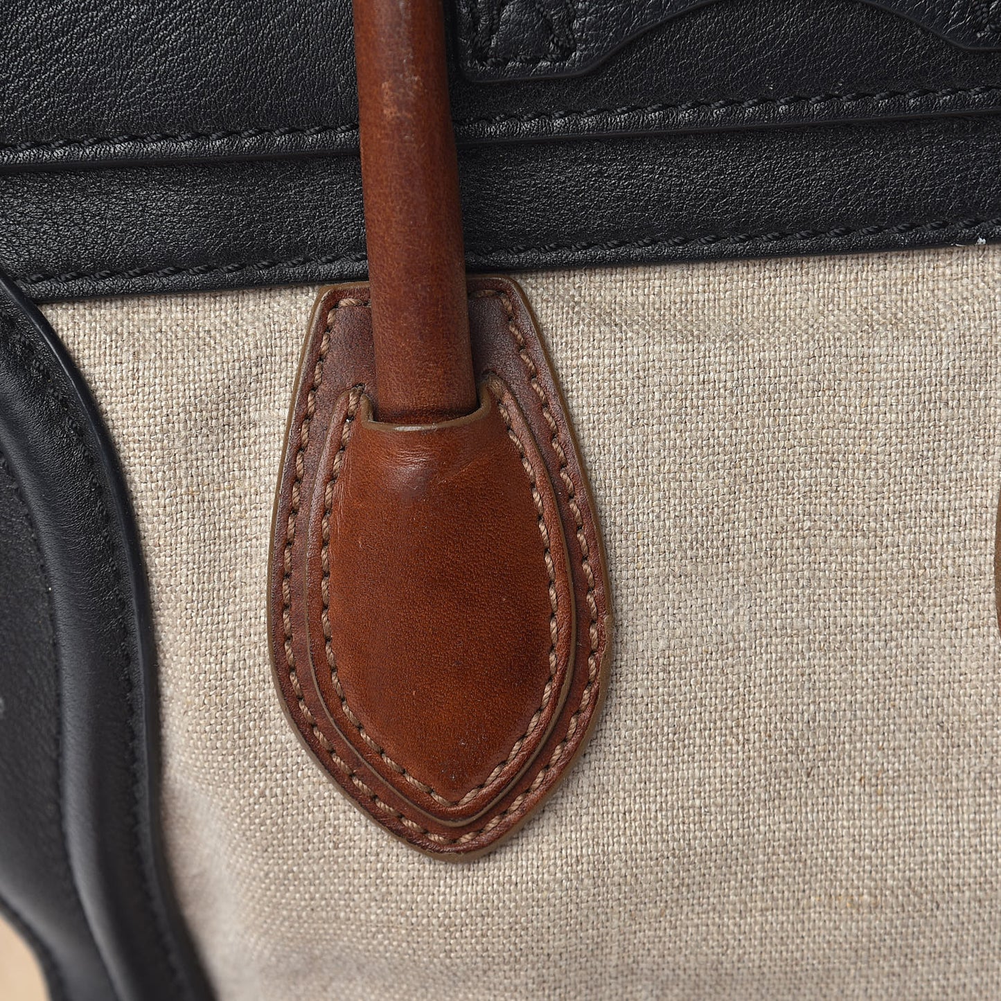 Calfskin Linen Micro Tri-Color Luggage Beige