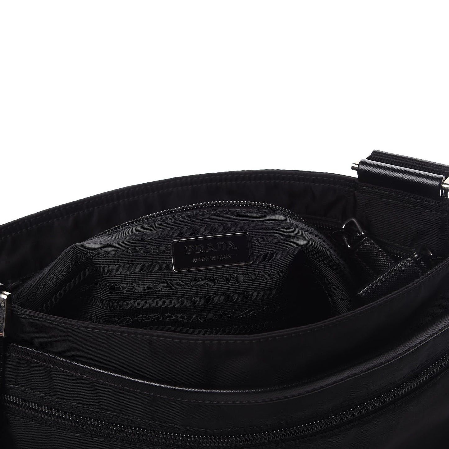 Nylon Flat Messenger Bag Black
