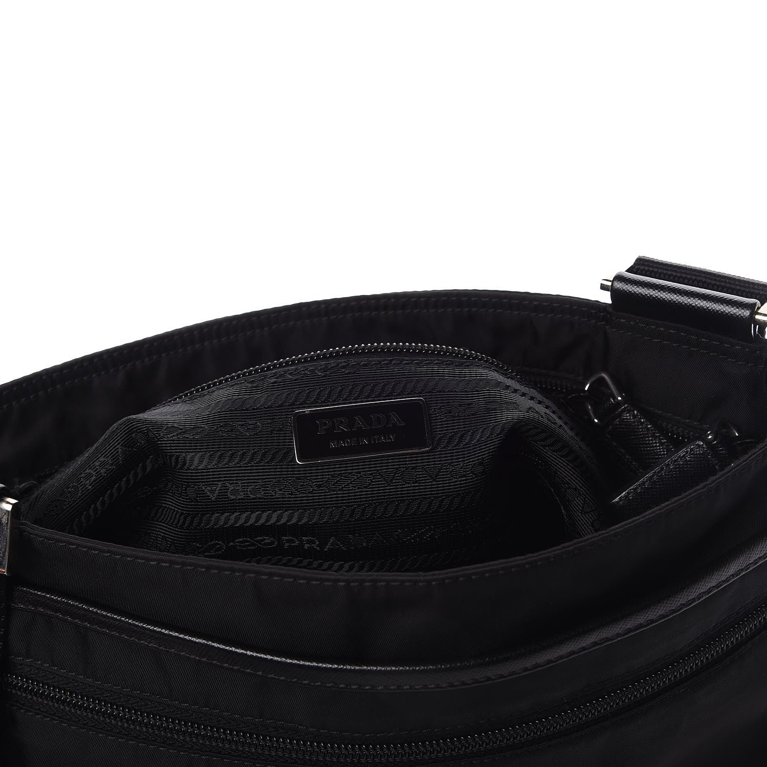 Prada Nylon Flat Messenger Bag Black 8 of 9