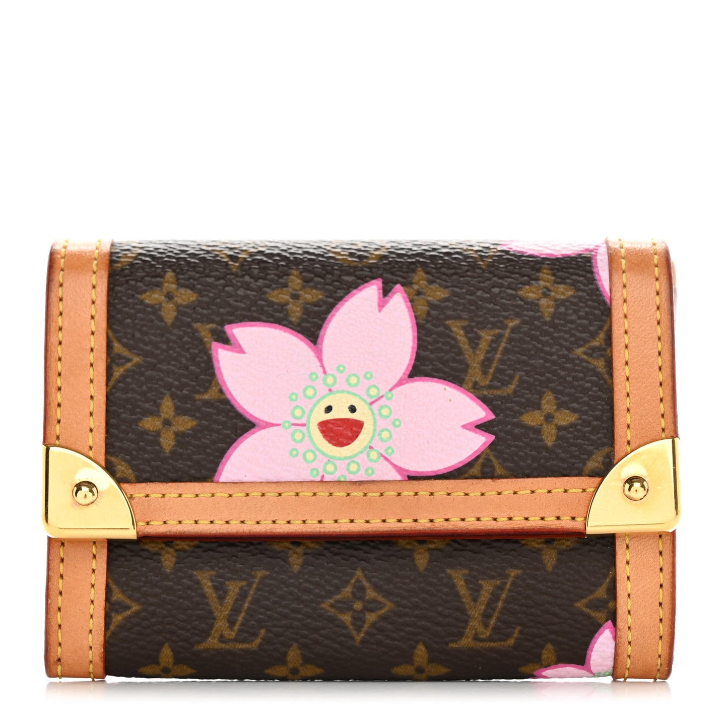 Monogram Cherry Blossom Porte-Monnaie Plat Coin Purse Brown