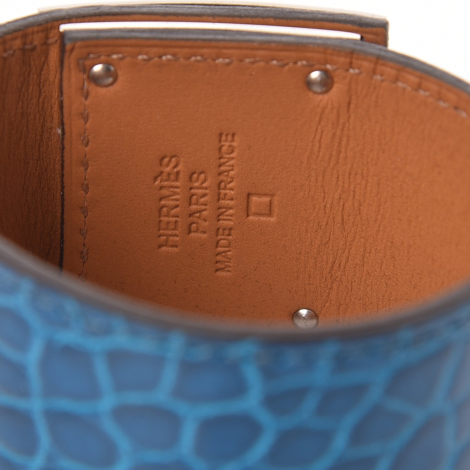 Hermes Shiny Alligator Kelly Dog Cuff Bleu Izmir 4 of 6