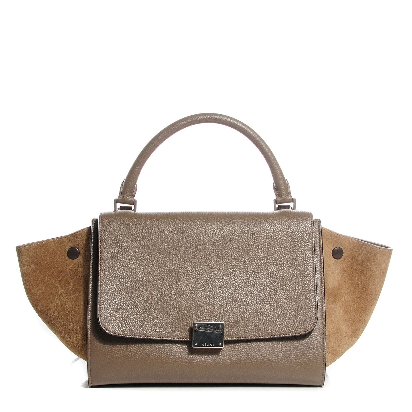 Drummed Calfskin Suede Small Trapeze Dune
