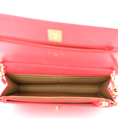 Chanel Lambskin Quilted CC Pearl Crush Wallet on Chain WOC Red 5 of 14