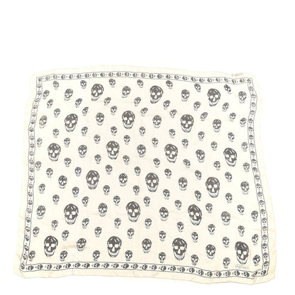 Alexander McQueen Silk Chiffon Skull Scarf Ivory Black 1 of 3