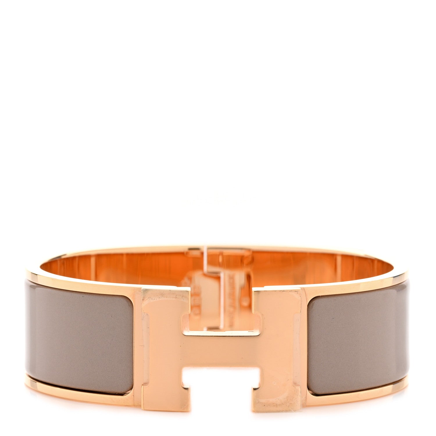 Hermes Enamel Wide Clic Clac H Bracelet GM Marron Glace 1 of 6