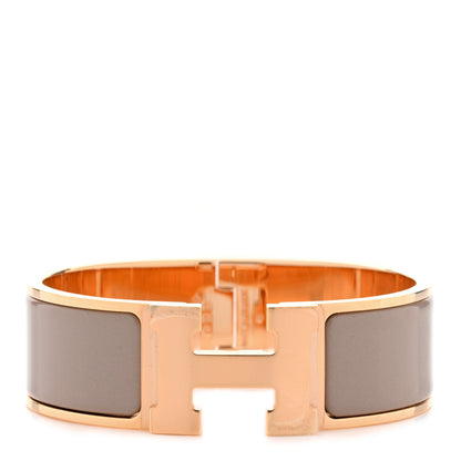 Hermes Enamel Wide Clic Clac H Bracelet GM Marron Glace 1 of 6