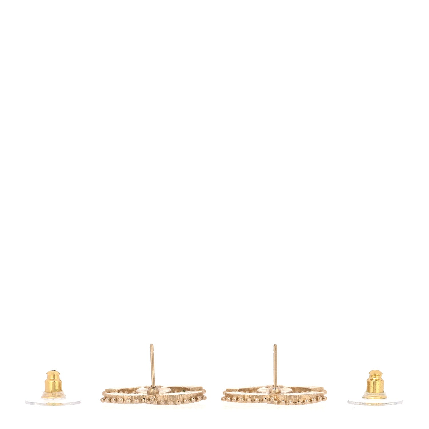 Chanel Metal Enamel CC Earrings Beige Gold 3 of 5