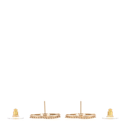 Chanel Metal Enamel CC Earrings Beige Gold 3 of 5