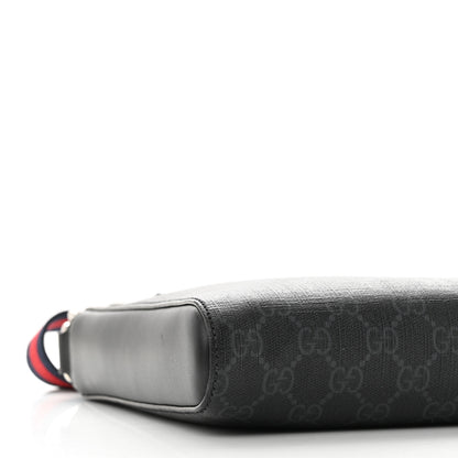 Gucci GG Supreme Monogram Web Small Flat Messenger Bag Black Grey 9 of 10