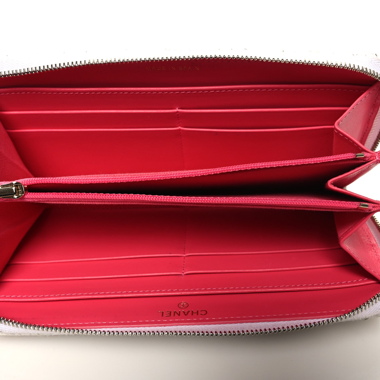 Chanel Caviar Quilted Perforated CC Zip Wallet White 5 of 13