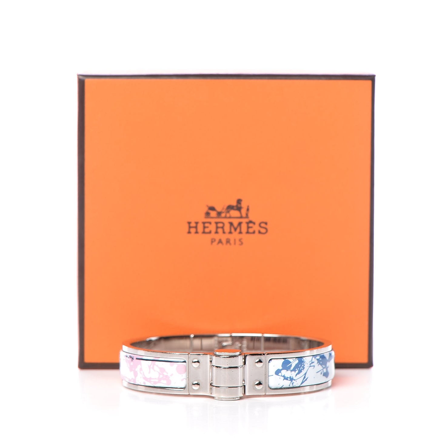 Enamel Printed Narrow Cheval Surprise Hinged Bracelet S Arts and Crafts