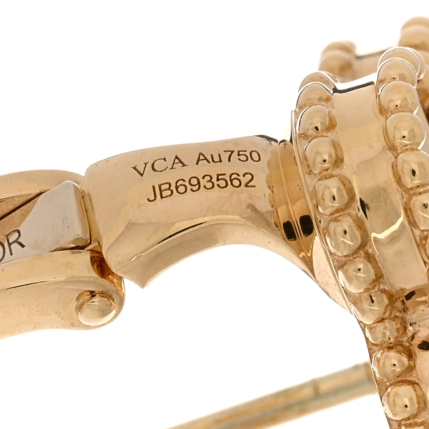 18K Yellow Gold Guilloche Vintage Alhambra Earrings