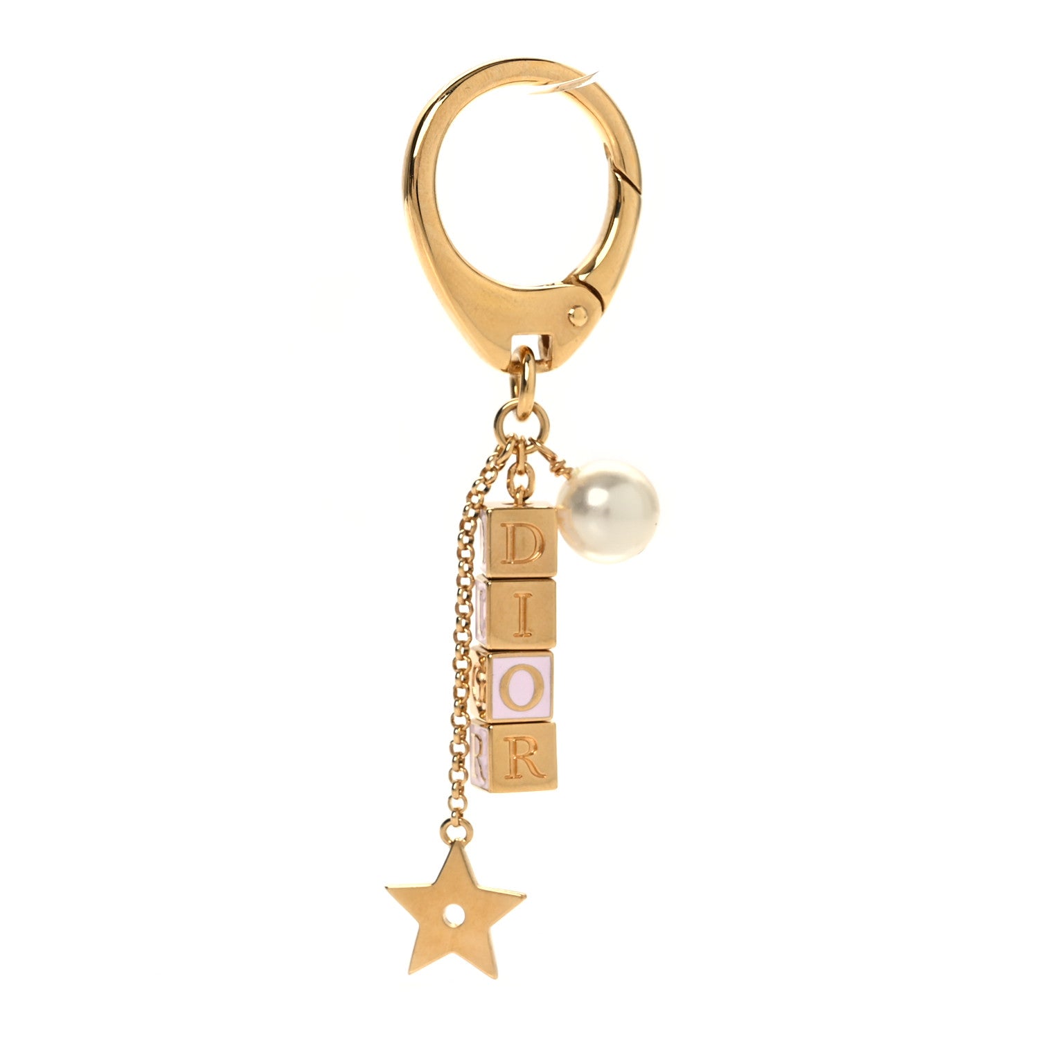dior チャーム Christian Dior Metal Lacquer D-Dice Bag Charm Gold Pink 1779048