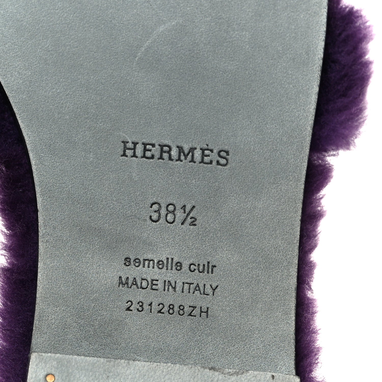 Hermes Woolskin Oran Sandals 38.5 Violet Fonce 8 of 8