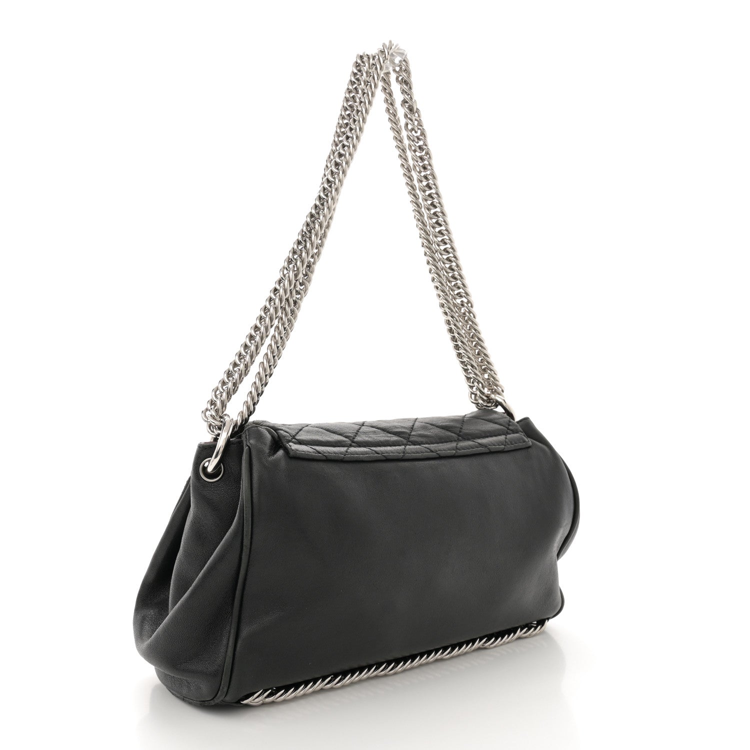 Chanel Washed Lambskin Quilted Bijoux Chain Accordion Flap Black 3 of 12