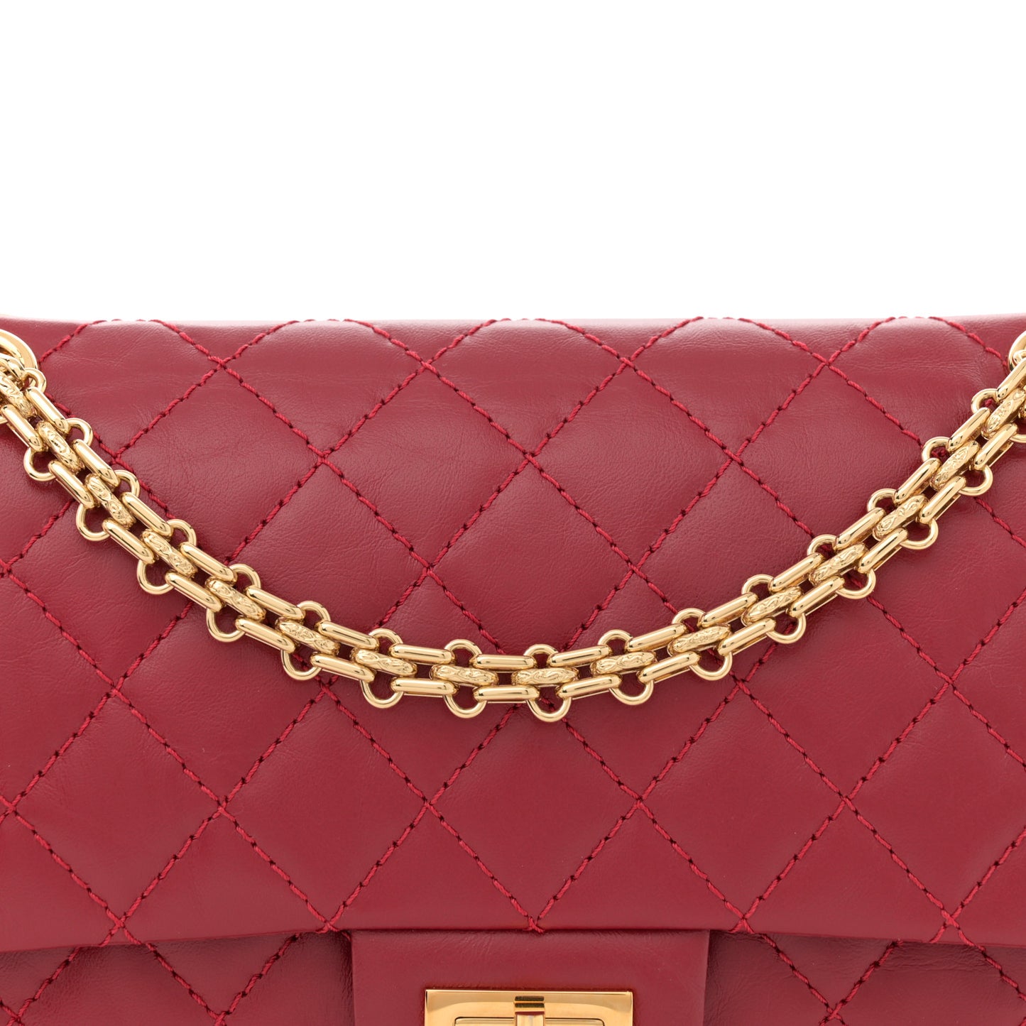 Aged Calfskin Quilted 2.55 Reissue 225 Flap Red