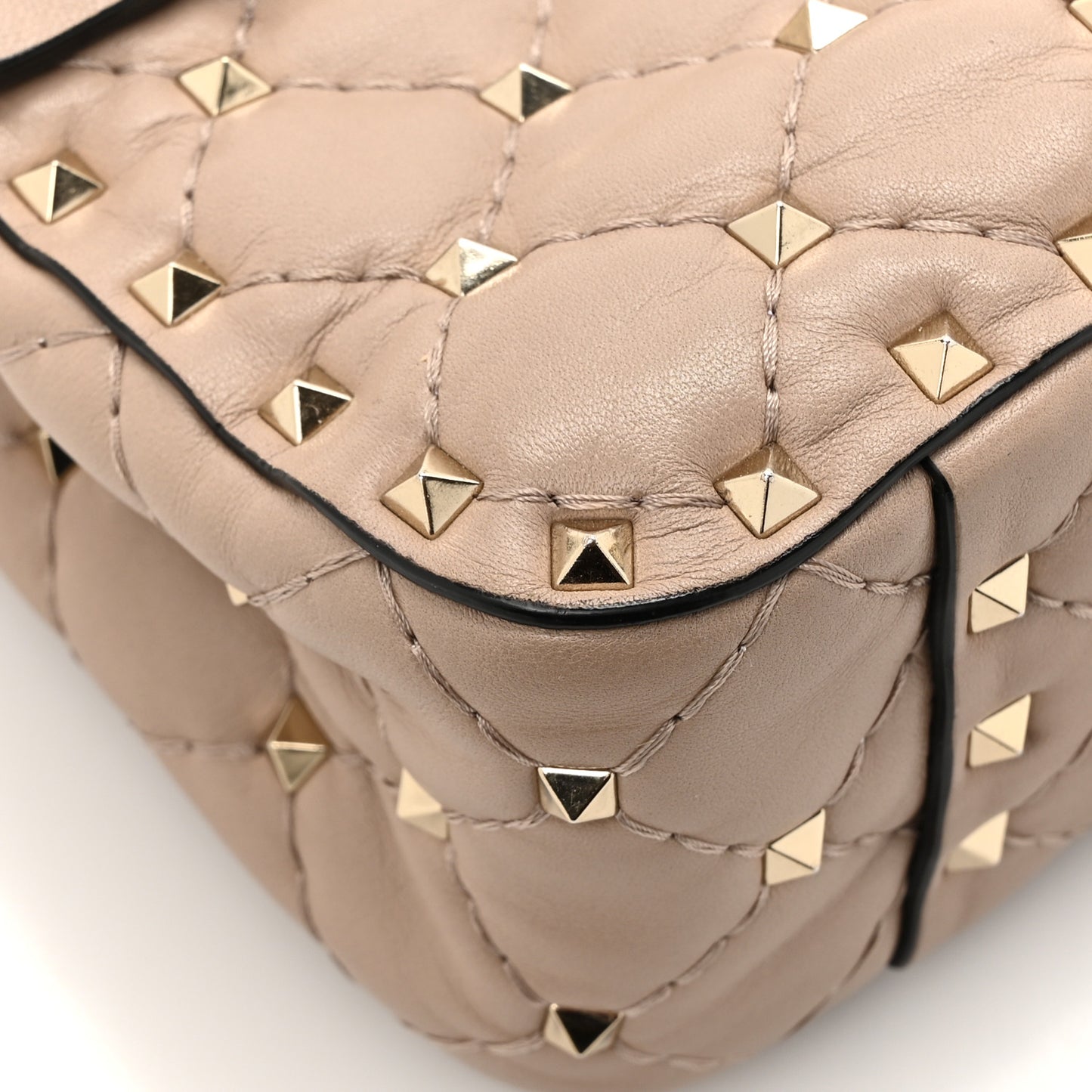Nappa Medium Rockstud Spike Shoulder Bag Poudre