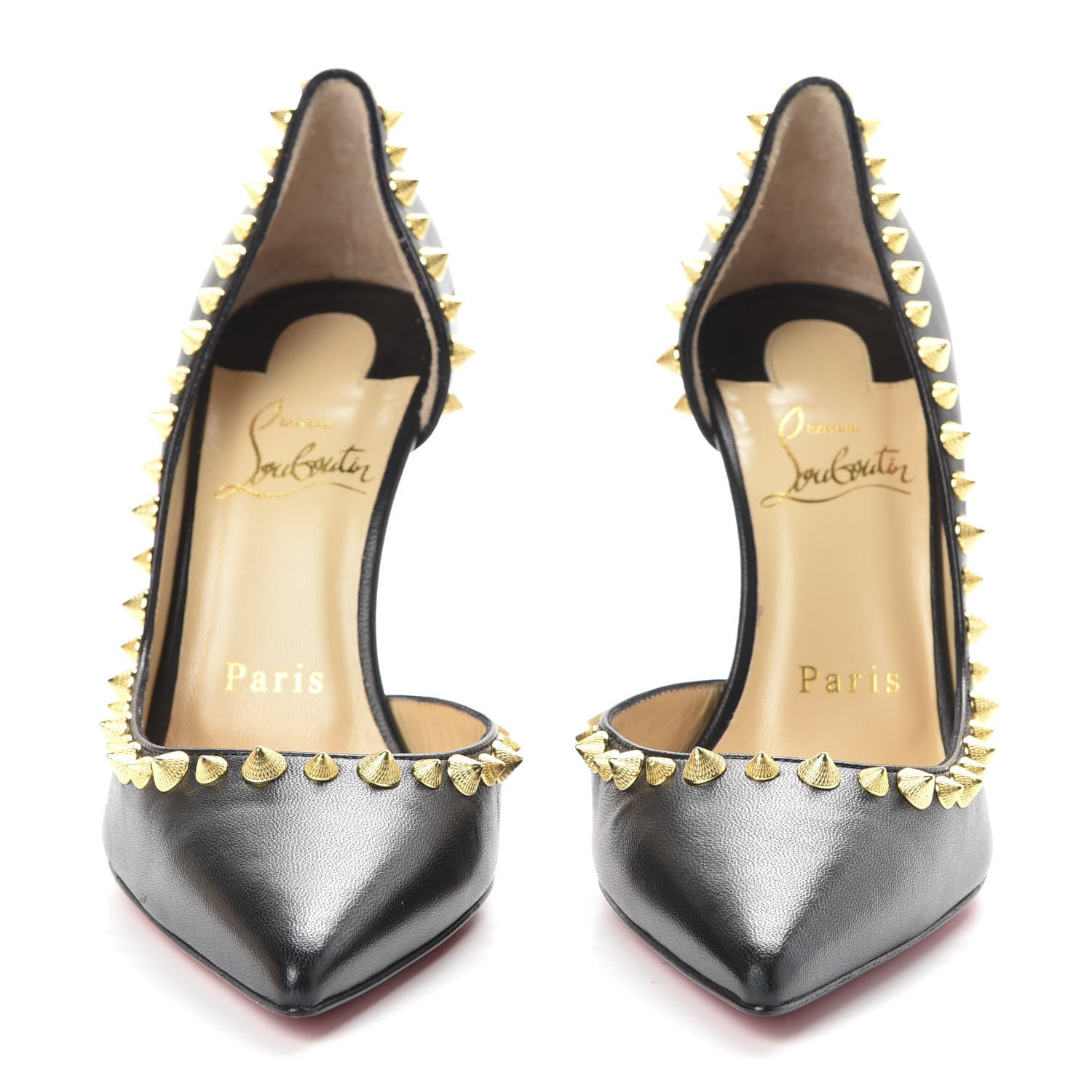 Christian Louboutin Shiny Nappa Irishell 100 Pumps 35 Black Gold 2 of 9