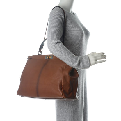 Fendi Goatskin Zucca Large Peekaboo Iconic Satchel Cuoio Tobacco Moro 2 of 8