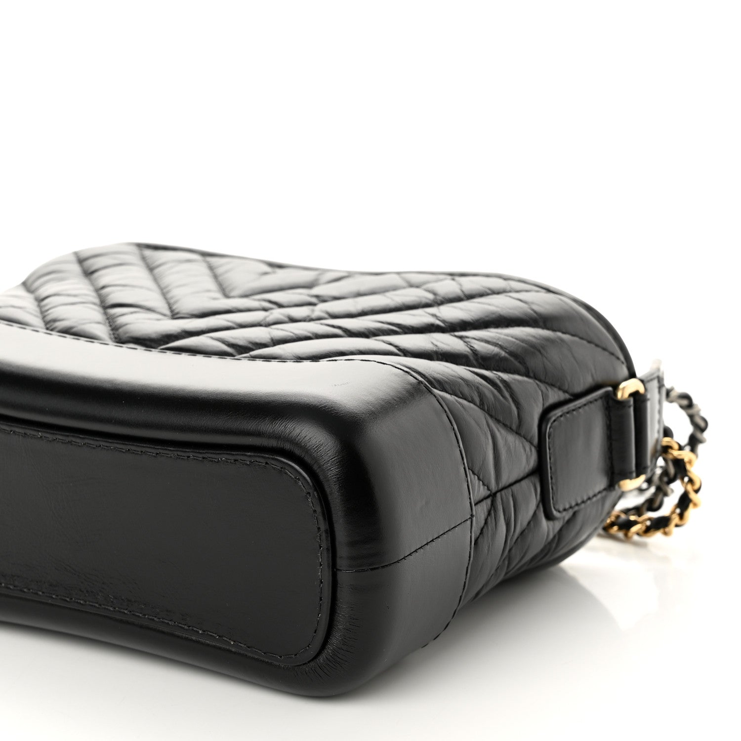 Chanel Aged Calfskin Chevron Quilted Small Gabrielle Hobo Black 10 of 10