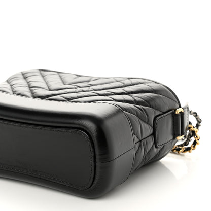 Chanel Aged Calfskin Chevron Quilted Small Gabrielle Hobo Black 10 of 10