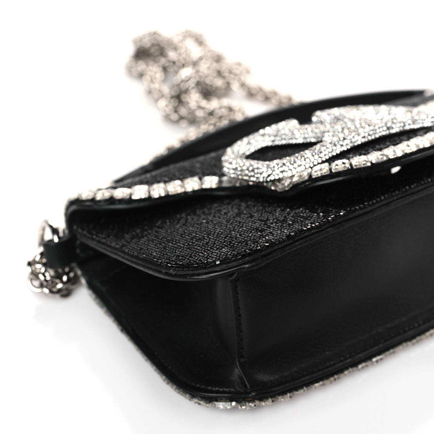 Swarovski Crystal Embroidered Vlogo Small Loco Shoulder Bag Crystal Black